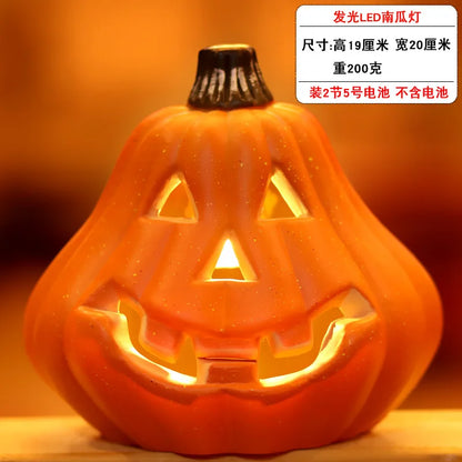 Halloween Glowing Pumpkin Decor LED Triple Layer Light Up Pumpkin Decor Battery Powered Festival Theme Home Party Decorations