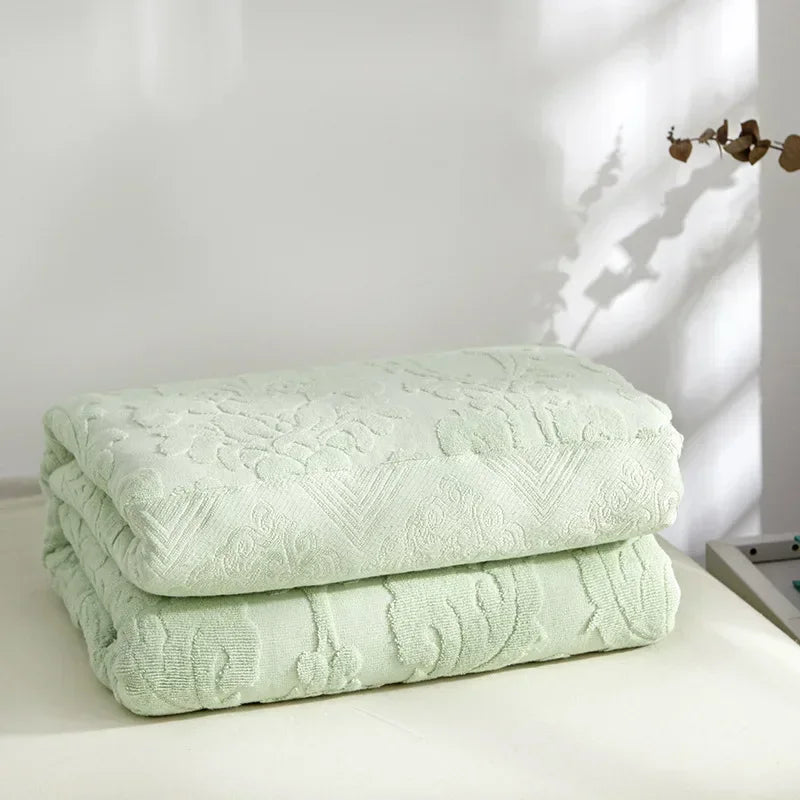 Jacquard Cotton Towel Thread Blanket for Adults Kids Soft Breathable Bedspread Bedclothes Summer Throw Blankets on Sofa/Bed