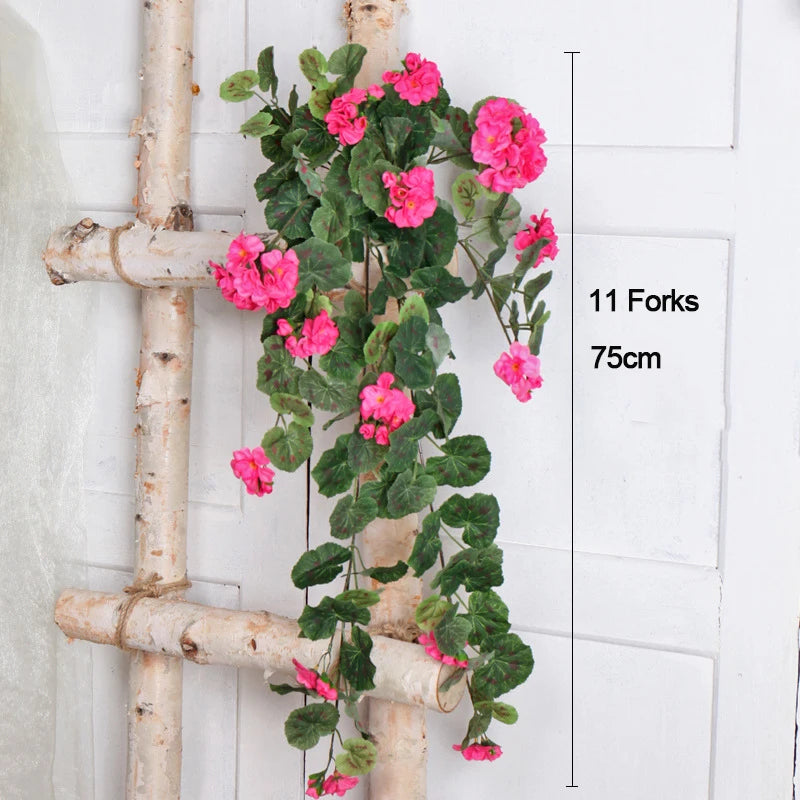 Artificial Hanging Flowers Begonia Silk Flowers Hanging Plants Artificial Geranium Flowers for Outdoor Indoor Patio Garden Decor