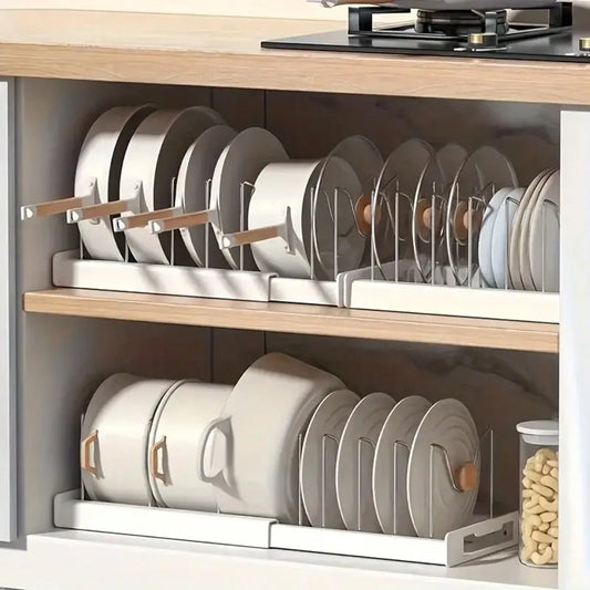 1pc Ultimate Kitchen Organizer Space-Saving Expandable Shelf With Pot Lid Holder Utensil Rack Pull-Out Drawer For Tidy Cooking