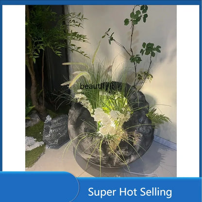 A85 Artificial Green Plant Spherical Bubble Carving Soft Decoration Hallway Indoor and Outdoor Rockery Lighting Ornaments