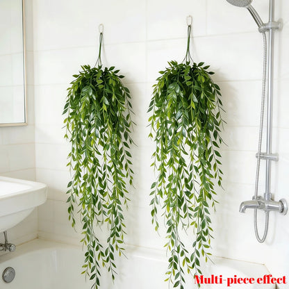 4PC 85cm Artificial Hanging Potted Plants Realistic Green Ferns Suitable for Indoor/Outdoor Home/Living Room Party Scene Decora
