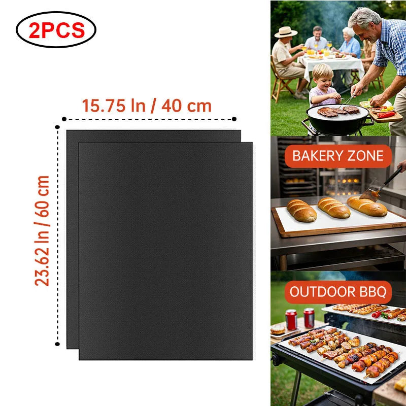 BBQ Mats Oven Bottom Liners Reusable Non-stick Baking Mats Outdoor Party Protective Mats Kitchen Tools Heat Resistant Grill Mats