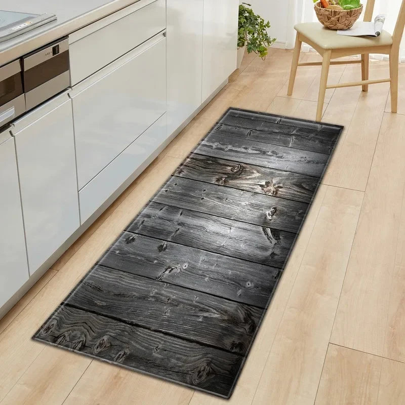 Wood Grain Kitchen Rug Bedroom Entrance Doormat Anti-Slip Living Room Floor Decor Carpet Home Bath Hallway Foot Mat Custom Made