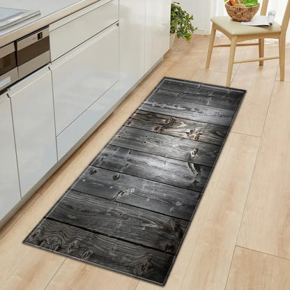 Wood Grain Kitchen Rug Bedroom Entrance Doormat Anti-Slip Living Room Floor Decor Carpet Home Bath Hallway Foot Mat Custom Made