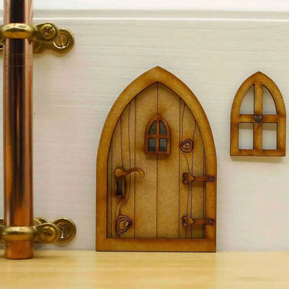 1 Pack Wooden Fairy Garden Door Blank Door Unfinished Elf Window Fairy House Door   Windows Ornaments Tree Statues for Tree Tr