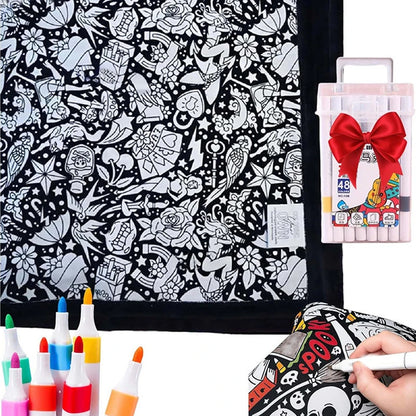 DIY Coloring Washable Fleece Throw Blanket, a Soft and Cozy Art Project Suitable for Both Kids and Adults