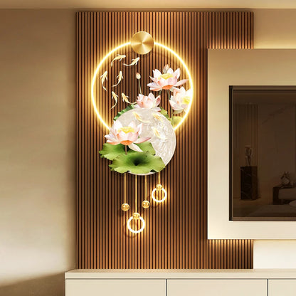 Koi Carp Living Room  Study Room  Bedroom Decoration  Painting Lamp  Lotus Corridor  Hanging Painting Of Nine Fish Wall Lamp LED