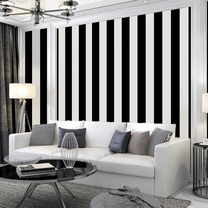 Modern Minimalist Black and White Striped Wallpaper Living Room Bedroom Room Background Wallpaper Non Self-adhesive