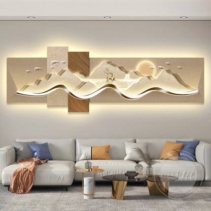 Modern Luxury Led Living Room Decoration Painting Background Wall Mural Simple High-End Banner Hanging Painting Home Appliance
