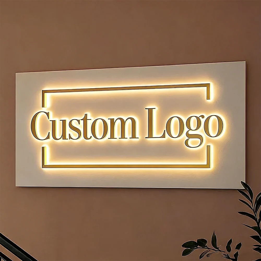 Custom 3D Letter Business Large Illuminated Sign Metal Backlit Signage LED for Store Company Signage Metal Neon LED Sign Outdoor