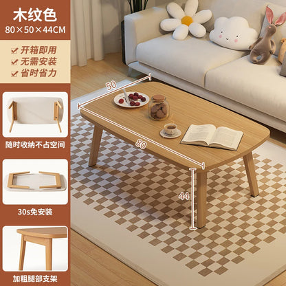 Foldable Solid Wood Coffee Table Space-Saving Multifunctional Desk for Small Apartment Minimalist Modern Kitchen Table