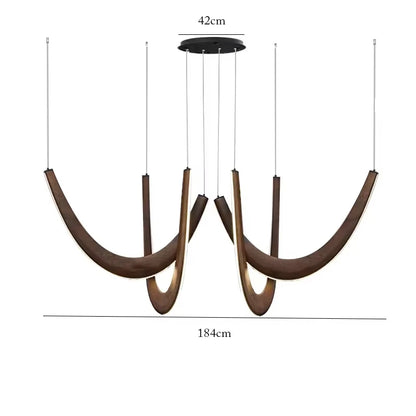 Modern U-shaped Wooden LED Pendant Lights Indoor Hanging Lamp Living Sitting Room Lobby Kitchen Island Dining Living Room Office