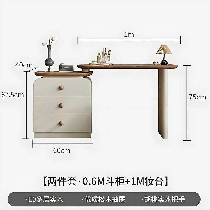 Adjustable Rustic Dressing Table Apartment Drawer Solid Wood Dressing Table Stool Drawer Penteadeira De Maquiagem Home Furniture