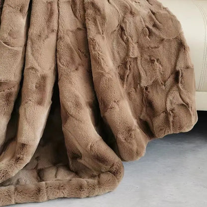 Faux Fur Mink Blankets Double Layers 100% Acrylic Soft Warm Thick Throw Sofa Bed Home Decoration Fleece Blankets