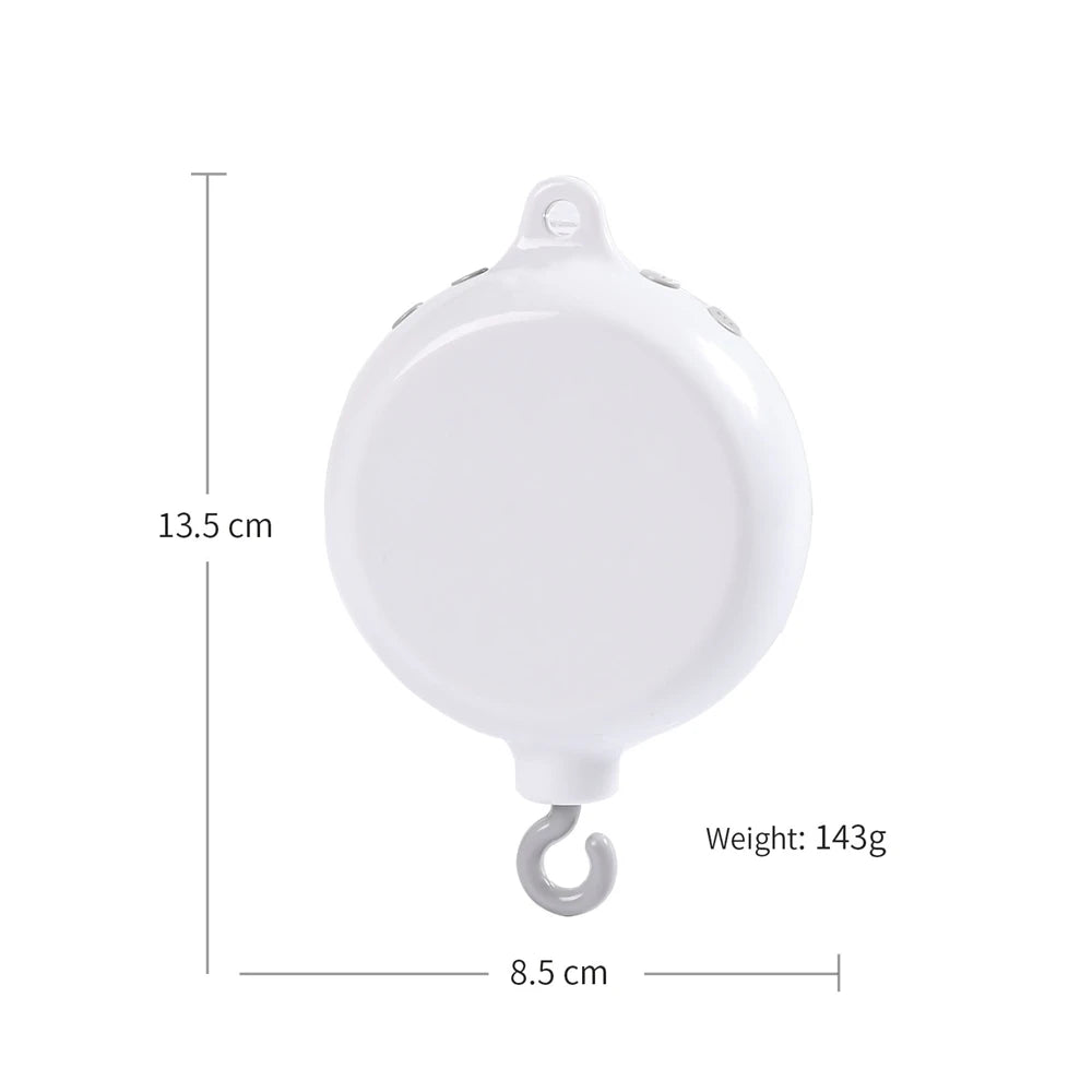 Crib Bell Rotary Music Box with Songs 0 12 Months Baby Bed Hanging Bell Toy Motor Accessory Pendant Toy Nursery Plays Wood Grain