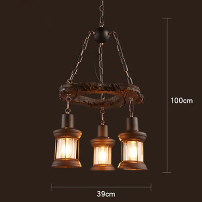Rustic Lamp Coffee Bedroom Dining room Industrial Decor loft chandeliers Solid Retro Wood lamp suspension luminaire industrial