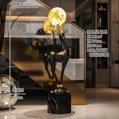 Home Decor Luminous Deer Statue Large Floor Decoration Nordic Style Living Room Animal Sculpture Art Ornament Housewarming Gift
