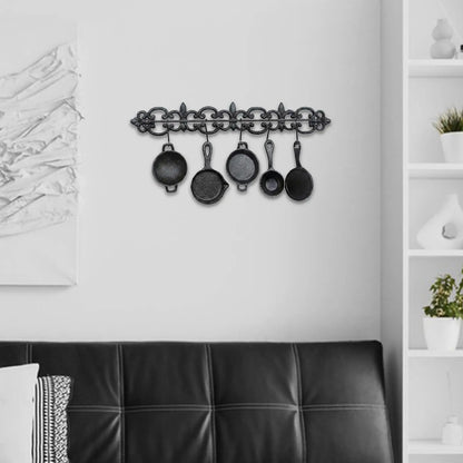 Rustic Cast Iron Wall Sculpture with Tableware Design Sturdy Wall Art for Housewarming Home Decoration