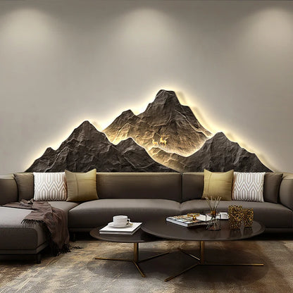 Modern Living Room Background Wall Lamp Mountains Full Moon Sconce Arts Prints Posters Lighting Bedside Mural Lamp Home Decor