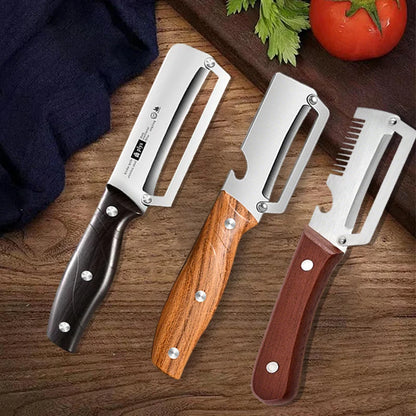 Stainless Steel KItchen Peeler 3-in-1 Multi-Functional Peeler Green Onion Slicer Bottle Opener Peeler for Fruits and Vegetables