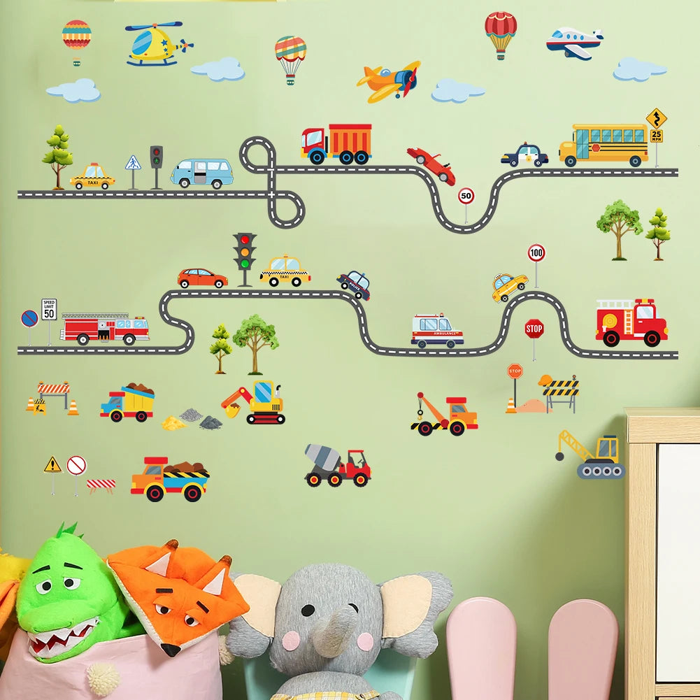 Mobile Car Wall Stickers Wallpaper Murals Watercolor Stickers Children's Room Home Decoration