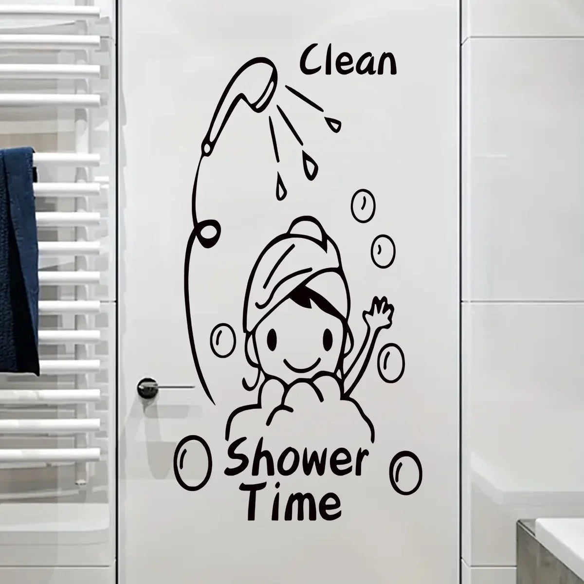 Vlean Show Time Bath Wall Stickers Bathroom Decoration for Living Room Cute Girls Gift Wallpaper for Shower Cubicle Home Decor