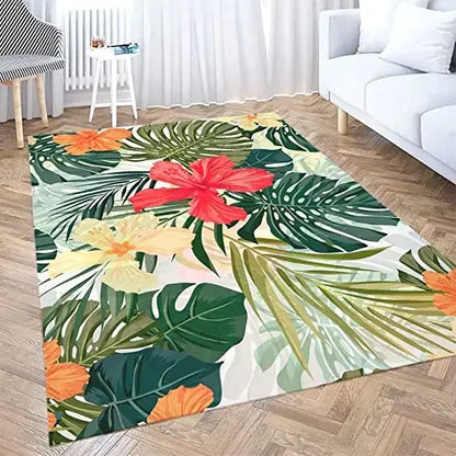 Living Room Black Gold Tropical Leaf Rug Home Non-slip  Kitchen Corridor Entrance Mat
