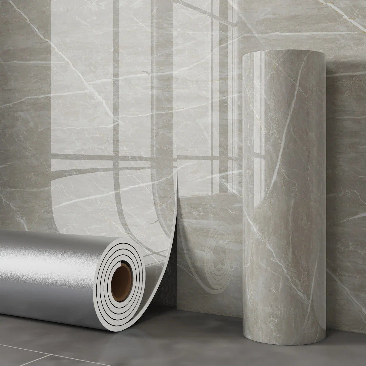 40cm Waterproof Thick Wallpaper, Marble-imitation Tile Self-adhesive Wall Decals, Easy Installation on Bathroom Living Room Wall