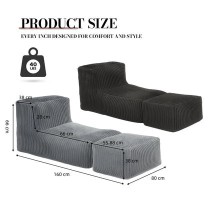 Convertible Sofa Bed | 3-Zone Ergonomic Support System | Modular Chaise Lounge for Apartment Living - Premium Breathable Corduroy, 63'L X 31'W X 26'H - Reading/Working/Gaming Friendly - Small Spaces Perfect