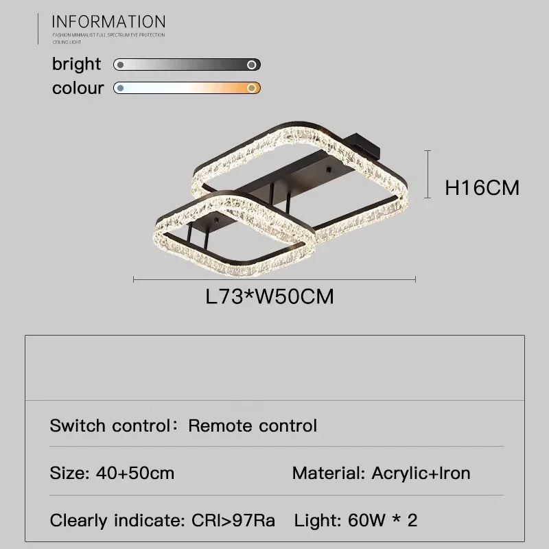 Living Room Main Light Modern Simple Atmosphere Full Spectrum New Light Luxury High-end Ice Pattern Eye Protection Ceiling Lamp