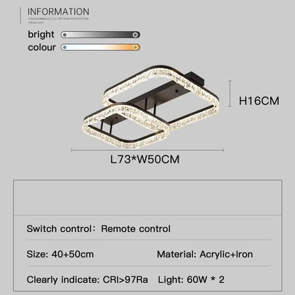 Living Room Main Light Modern Simple Atmosphere Full Spectrum New Light Luxury High-end Ice Pattern Eye Protection Ceiling Lamp