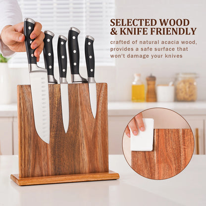 New Acacia Wood Home Kitchen Magnetic Knife Block Holder Rack Magnetic Stands with Strong Enhanced Magnets
