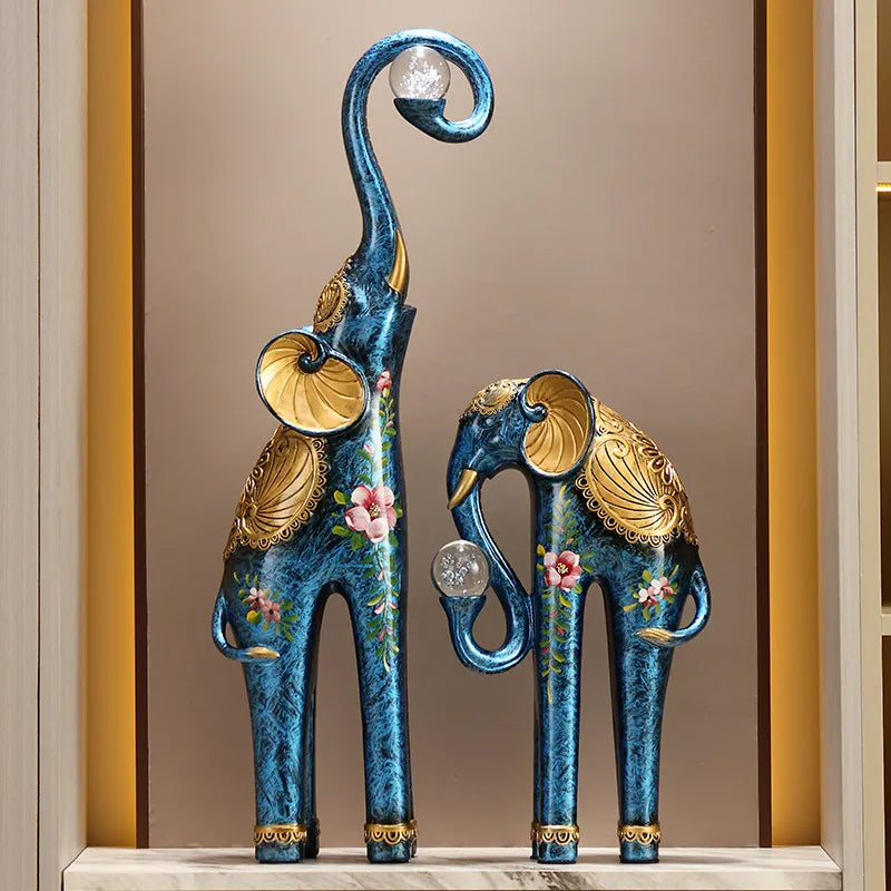 Home Decor A Pair Elephant Sculpture Ornaments,Living Room Entrance,TV Cabinet,Wine Cabinets Art Statue Decorations Gift Resin