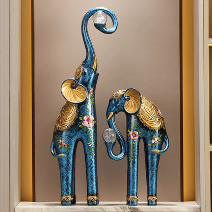 Home Decor A Pair Elephant Sculpture Ornaments,Living Room Entrance,TV Cabinet,Wine Cabinets Art Statue Decorations Gift Resin