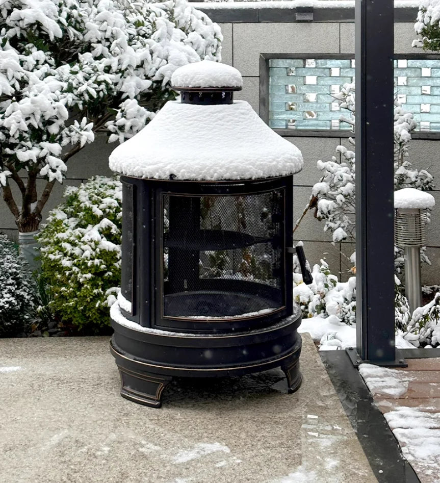 Outdoor Wood-Burning Campfire Stove Courtyard Fire Pit with Tea Stove and Barbecue Grill Home Fireplace for Camping Grills