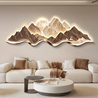 Light Luxury Living Room Painting New Led Light Mural Room Decoration Wall Lamp Living Room Home Interior Art Mural Accessories