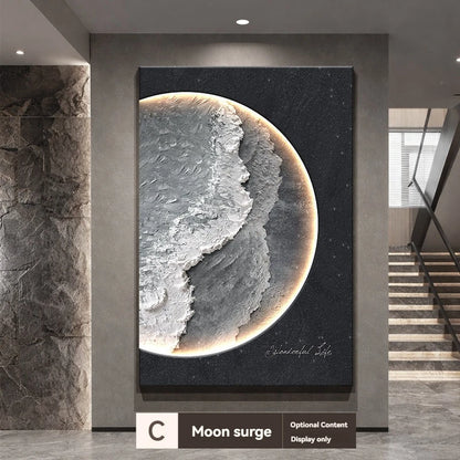Light Luxury Living Room Led Decoration Painting Home Decoration Sofa Background Wall Floor Painting Moon Entrance Mural Light