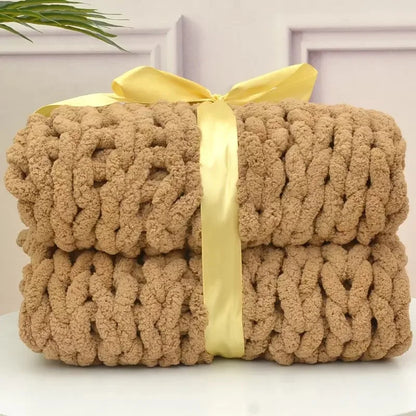 Hand Chunky Knitted Blanket Thick Yarn Merino Wool Bulky Knitting Throw Blankets Throw Carpets Soft Warm Winter Home Sofa Bed