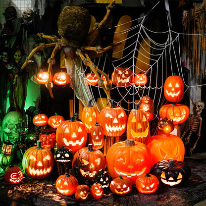 Halloween Glowing Pumpkin Decor LED Triple Layer Light Up Pumpkin Decor Battery Powered Festival Theme Home Party Decorations
