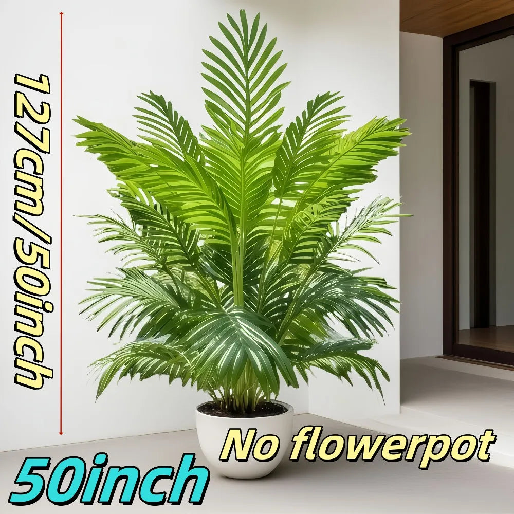 50-Inch Giant Artificial Palm Tree Realistic Full Lush Greenery Indoor Outdoor All-Season Decor for Home Office Wedding Party