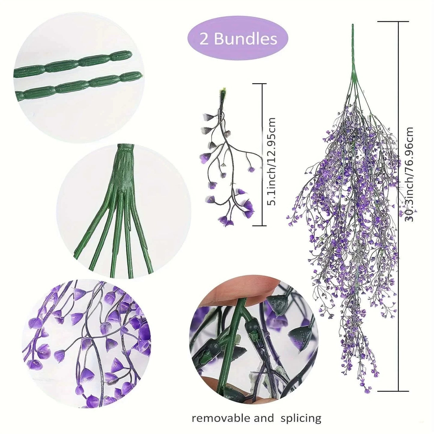 1pc Artificial Hanging Wisteria Flowers - UV Resistant Faux Plants for Home,  Parties - Versatile Indoor & Outdoor Decorations
