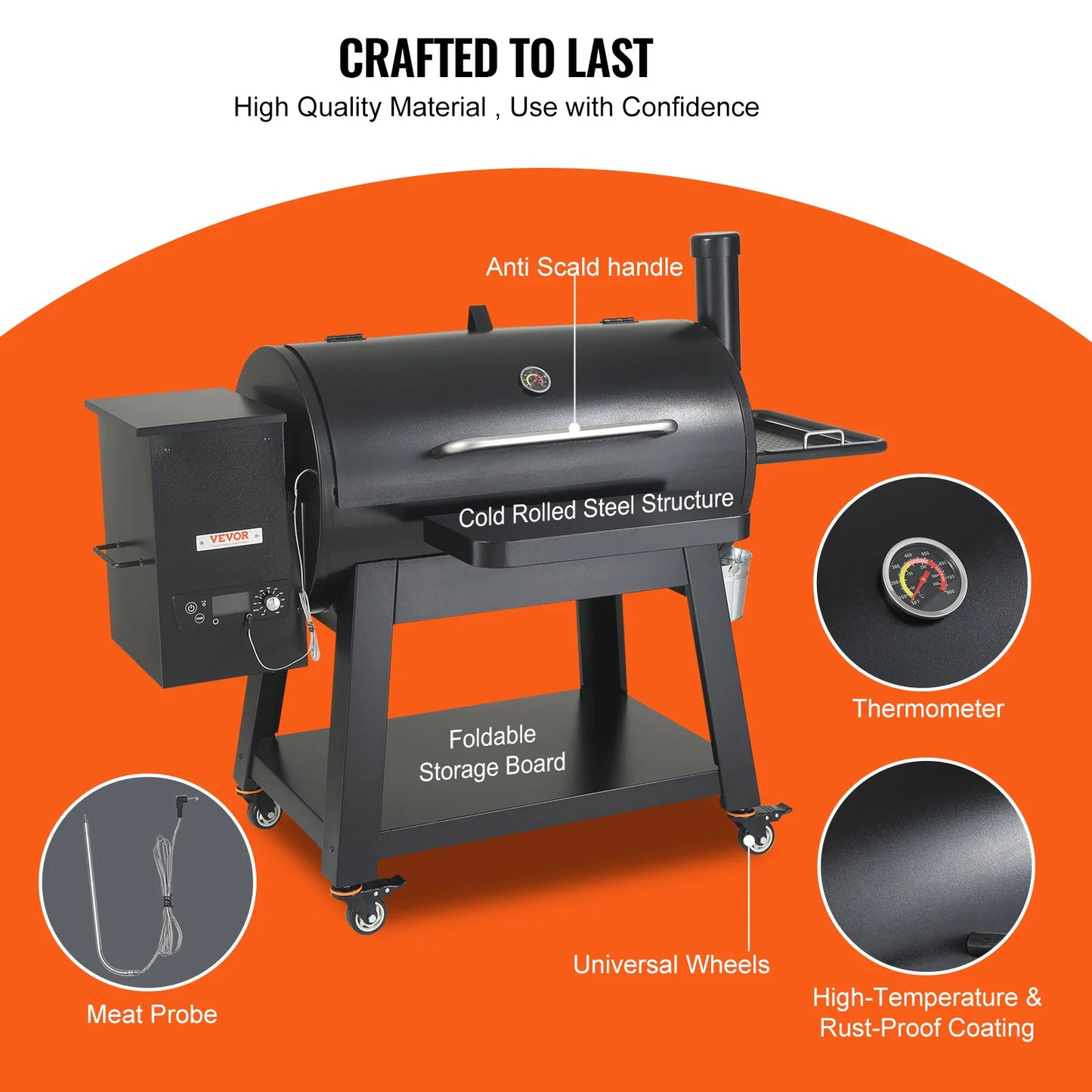 SucceBuy Portable Charcoal Grill Propane Gas Grills with Cover and Cart Heavy Duty Iron BBQ Grill for Outdoor Cooking Barbecue