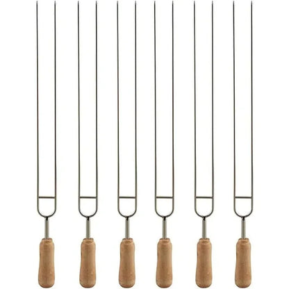 6pcs Stainless Steel U-Shaped Barbecue Brazing Fork Needle Grilling Skewers Double Prong Bbq Tools Outdoor Grill Accessories
