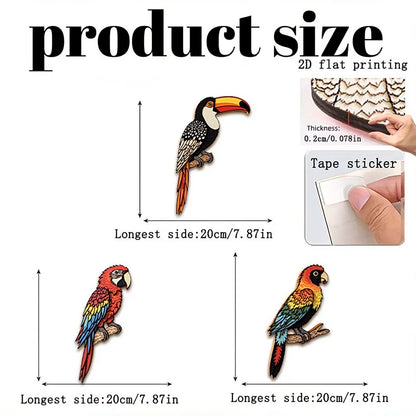 3Pcs Tropical Bird Wooden Wall Decor Set, Parrot Toucan Wood Wall Art for Home
