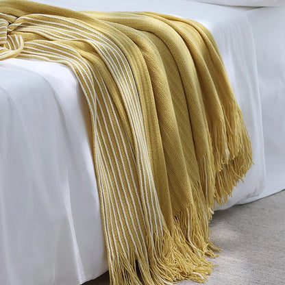 Rustic Farmhouse Knitted Bed Runner Throw Blanket for Homestay Hotel, Bed End Decorative Casual Cover New Style