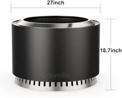 27 inch Smokel Fire Pit with Waterproof Cover, Stainl Steel Outdoor Smokel Firt, Wood Burning Fire Pits for Camping