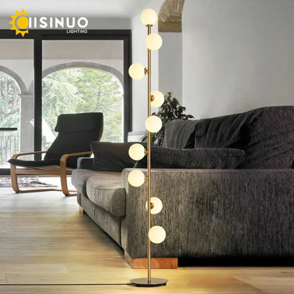 Living room Floor Lamp Magic Beans Glass Round Ball Bedside Standing Light H165cm 9 Heads Lighting Fixture for Home Indoor Decor