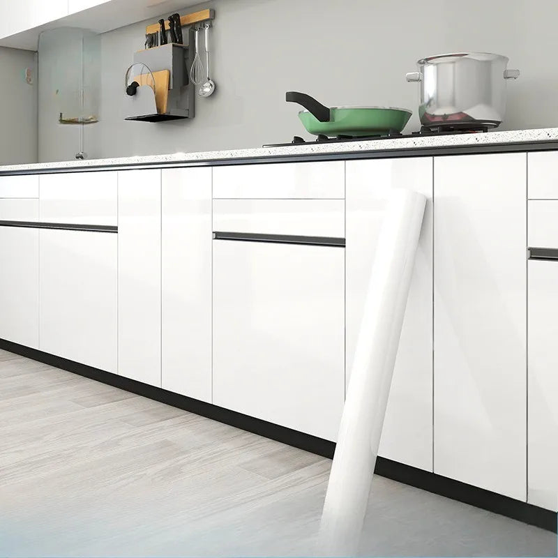 60x300cmfor Cabinet Countertop Furniture Kitchen Vinyl Wallpaper Shiny Self Adhesive Removable Waterproof Countertop Paper White