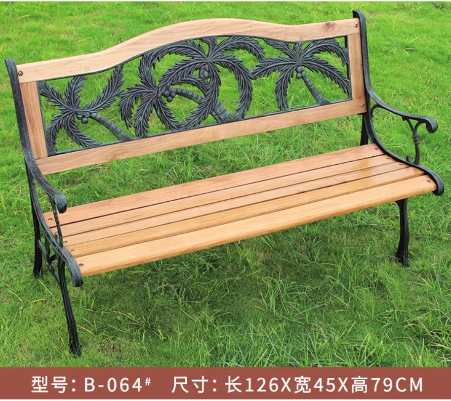 Modern Solid Wood Iron Outdoor Bench Traditional Design for Dining Courtyard Garden Park Restaurant Exterior Gym-Patio Benches